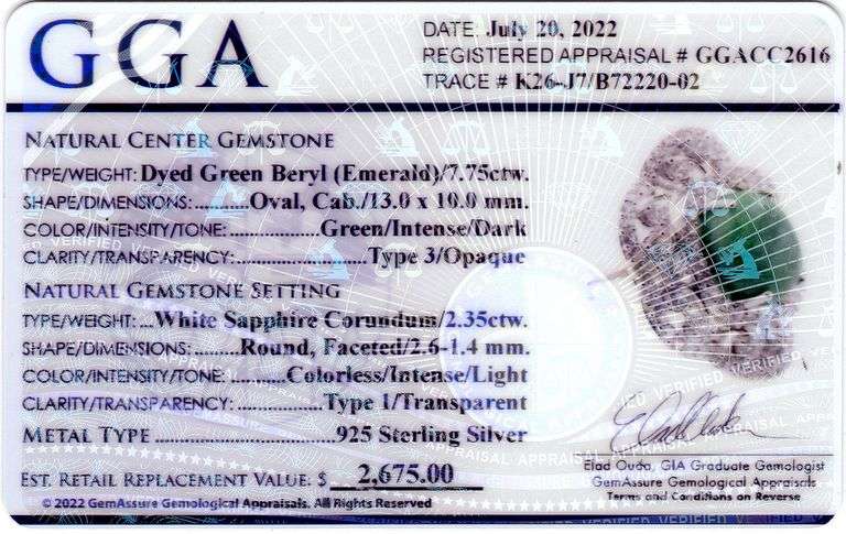 Mesmerizing 7.75CTS Cabochon-Cut Natural Emerald & 2.35CTW White Sapphire Ring in Sterling Silver