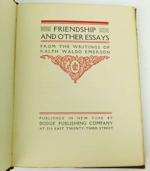 Emerson - Friendship & Other Essays Antique Book