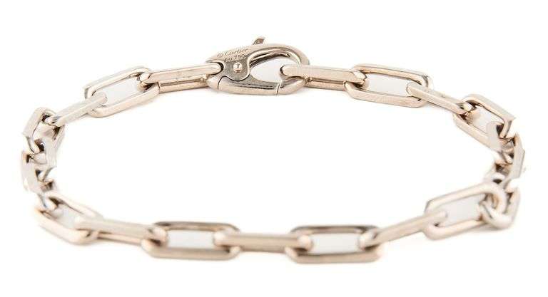 Cartier Santos De Cartier Link Bracelet in 18K W/Box and Papers