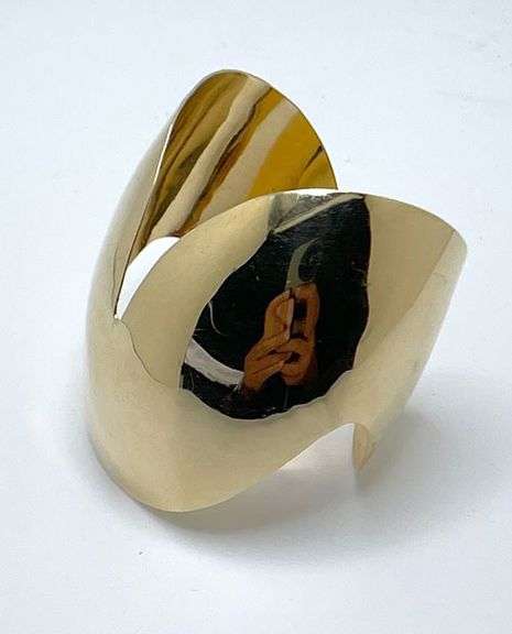 Art deco 14k yellow gold cuff bracelet