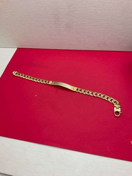 MEN'S 18K GOLD ID CUBAN LINK BRACELET.