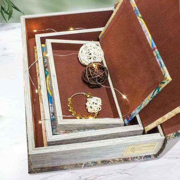 Set of 3 Vintage Book Hidden Boxes Storage