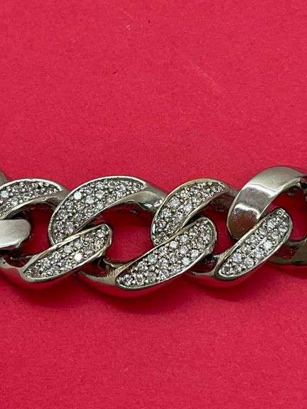 BRAND NEW-CERTIFIED-14KT WHITE GOLD AND DIAMOND CUBAN LINK BRACELET- 19.40 GRAMS!