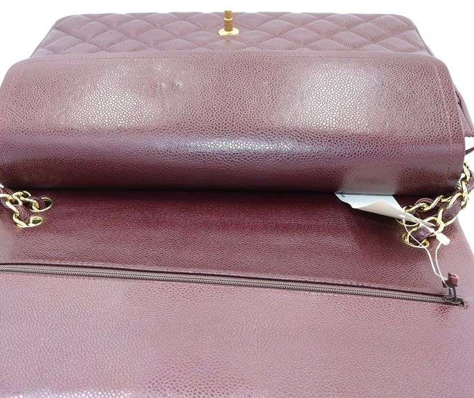 CHANEL Red Jumbo Classic Maxi Double Flap Crossbody Bag W/ Box & Card