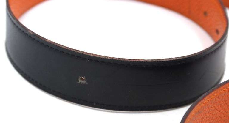 Hermes Reversible leather strap H buckle belt