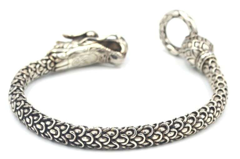 John Hardy Naga silver diamond dragon bracelet