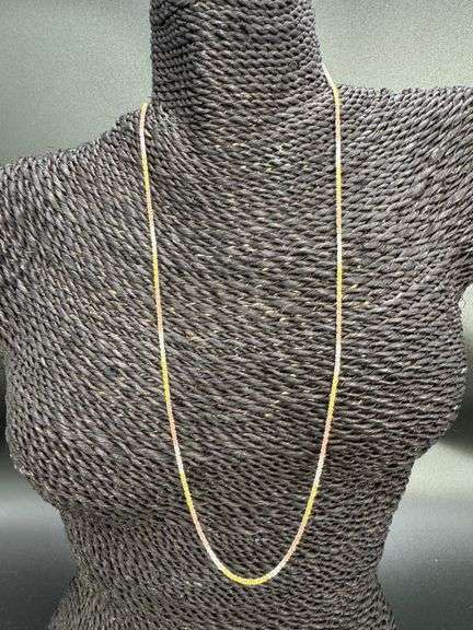 Sterling Silver 925 Margarita Roc Chain with 14k Rose & Yellow Gold Plating 24" Necklace
