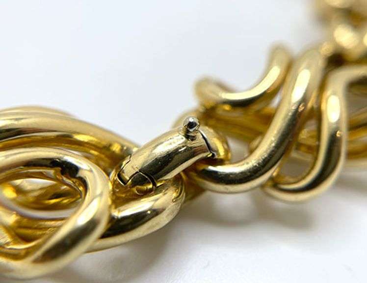 18K Italian yellow gold Entwined link necklace