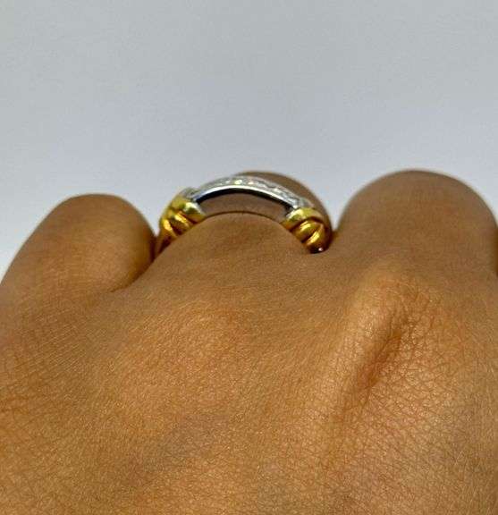 18K Two Tone Gold Princess Cut Diamond Ring