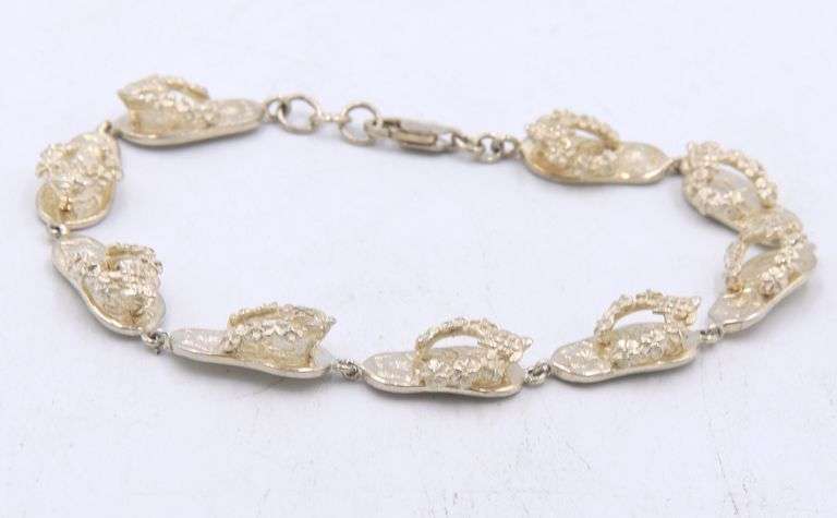 Vintage 925 sterling silver flip flop link bracelet
