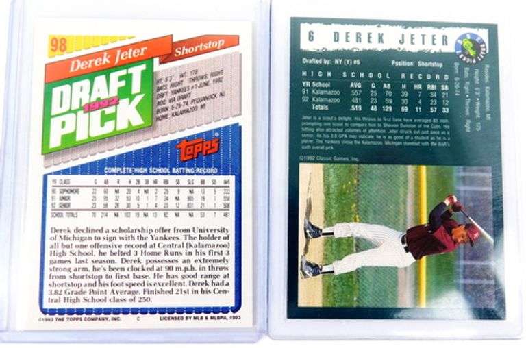 2 Derek Jeter 1992 Draft Pick Baseball Cards