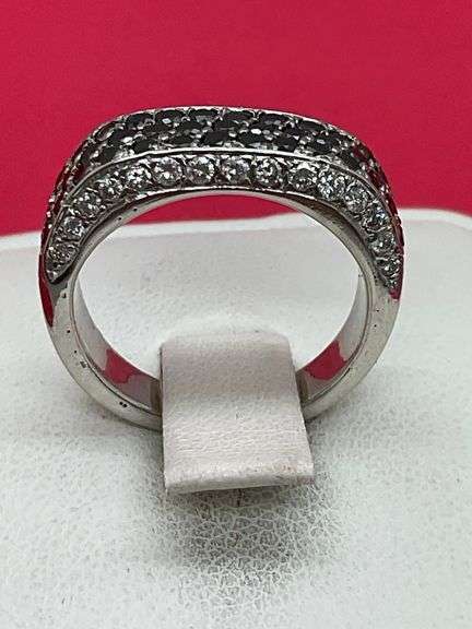 certified 14k white gold diamond ring / band