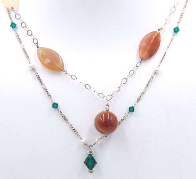 Group lot of 2 vintage 925 sterling silver necklaces