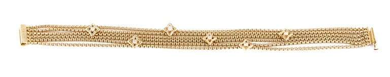David Yurman 0.30ctw Six Row Multi Box Chain Quatrefoil Bracelet in 18K