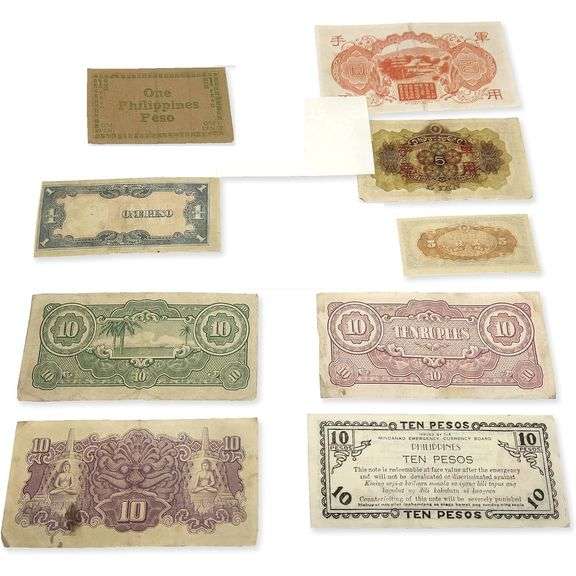 10 Rare WWII  Banknote Collection with COA