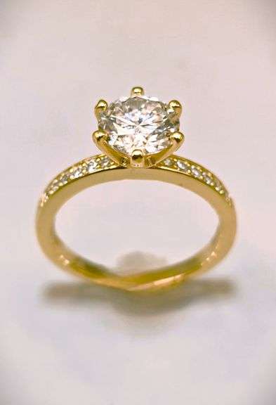 14 Kt Yellow Gold Plate 3 Band Stackable Lab Simulated Diamond Ring