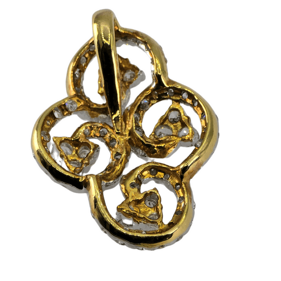 18k (750) White and Yellow Gold Natural Diamond Brooch / Pin