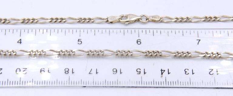 Italian vintage 925 sterling silver Figaro chain necklace