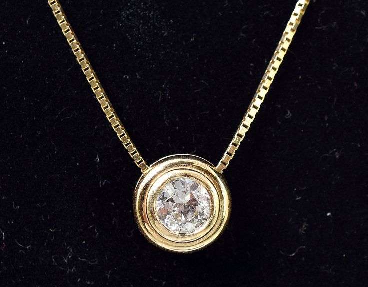 Radiant 14K Yellow Gold Diamond Pendant Necklace