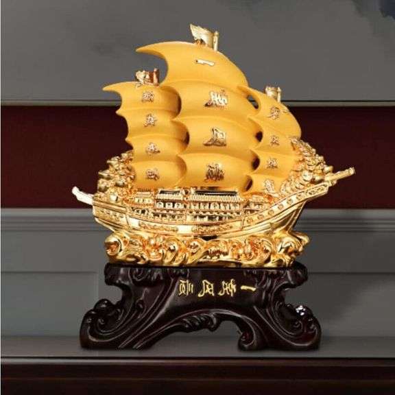 Gold Dragon Sailing Ship for Prosperity, Wealth & Fortune