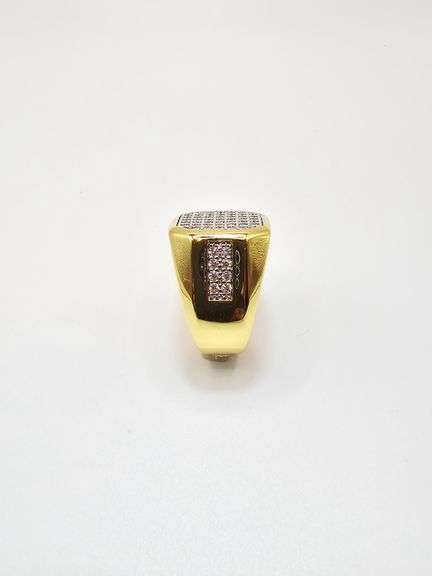 Men's 14 Kt Gold Plate 6.25 Cttw. Lab Simulated Diamond Ring