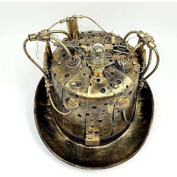 Time Travelers Metallic Top Hat with LED Goggles
