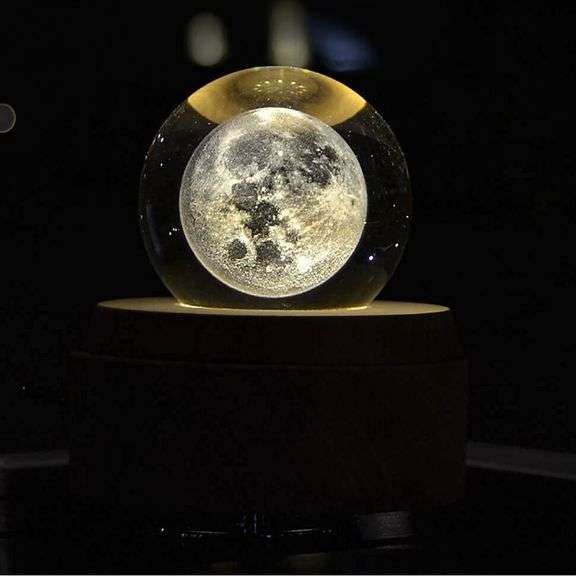 3D Crystal Rotating Moon Ball Music Box