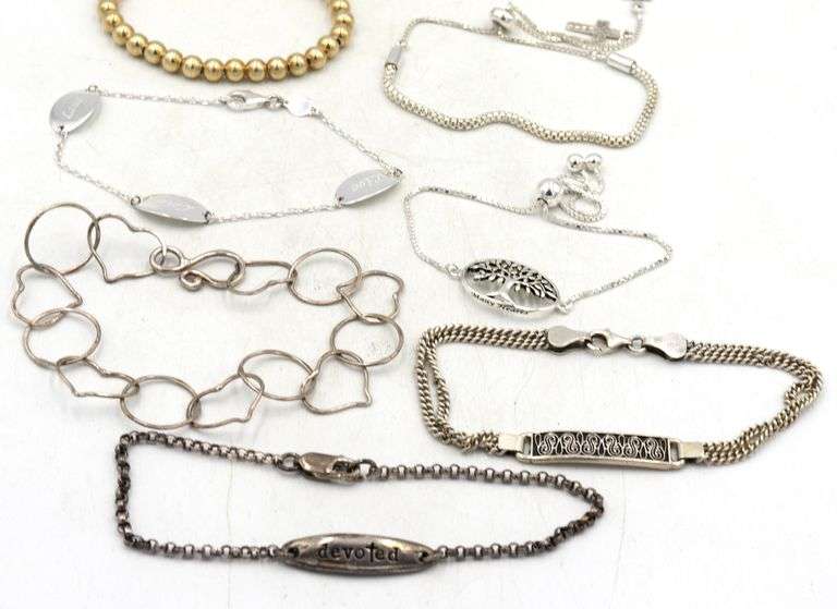 Group lot of 8 Vintage 925 sterling silver bracelets