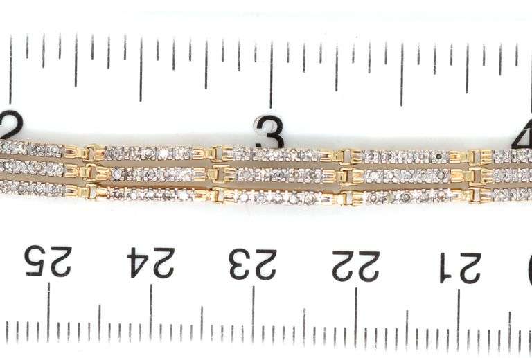 14kt Yellow gold 1ctw 3 row fancy flexible link bracelet