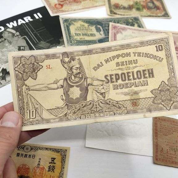 10 Rare WWII  Banknote Collection with COA