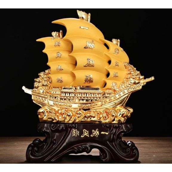 Gold Dragon Sailing Ship for Prosperity, Wealth & Fortune