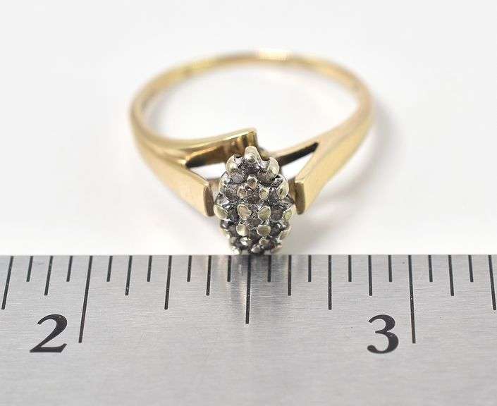Heavenly 10K Yellow Gold Diamond Cluster Ring