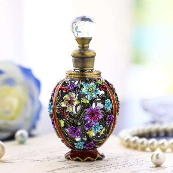 Vintage Flower Glass Refillable Perfume Bottle