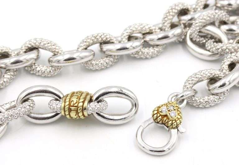 925 Sterling silver Judith Ripka diamond pendant on chain necklace