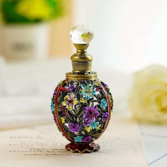 Vintage Flower Glass Refillable Perfume Bottle
