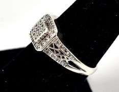 Diamond Cluster Ring in Sterling Silver
