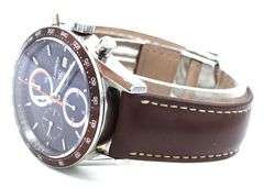 Tag Heuer Carrera chronograph 41mm automatic brown dial and bezel on leather strap watch