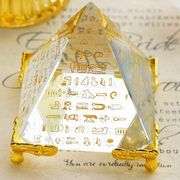 Crystal Pyramid with Egyptian Symbols Paperweight