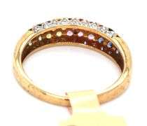 10kt Yellow gold multi sapphire with diamond band