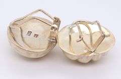 Vintage 95 Sterling Silver Signed Dome Earrings