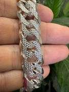 Sterling Silver 16mm Pave Double Curb Chain Cuban Link 925 Italy Necklace 24"
