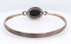 Vintage 925 sterling silver black onyx cuff bangle