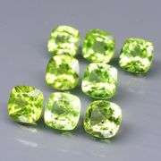Perfect for setting! 5.18ct 5mm cushion cut Peridot set