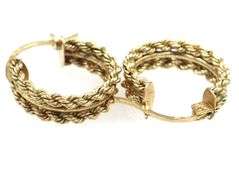 14kt Yellow gold Rope chain mini hoop