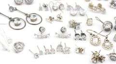 Group lot of Vintage 925 sterling silver cubic zirconia earrings