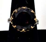 Smokey Quartz and CZ Gemstone Ring in Sterling Silver