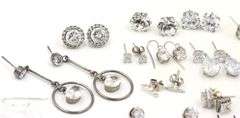 Group lot of Vintage 925 sterling silver cubic zirconia earrings