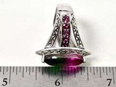 Watermelon Tourmaline and Pink Topaz Gemstone Ring in Sterling Silver