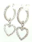 14kt White gold heart diamond accent dangle earrings