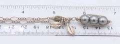 Vintage 925 sterling silver 3 peas in a pod with leaf pendant on chain necklace